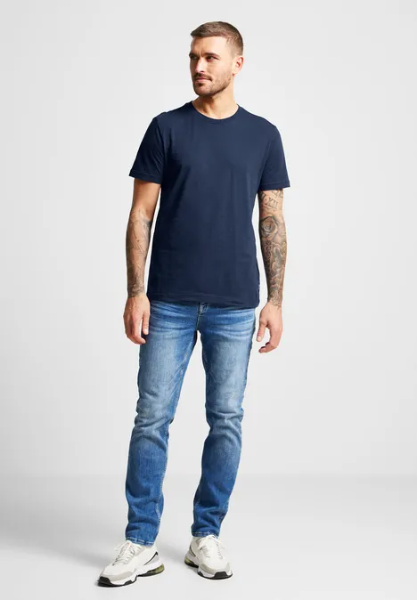 T-shirt basique de couleur unie navy blue