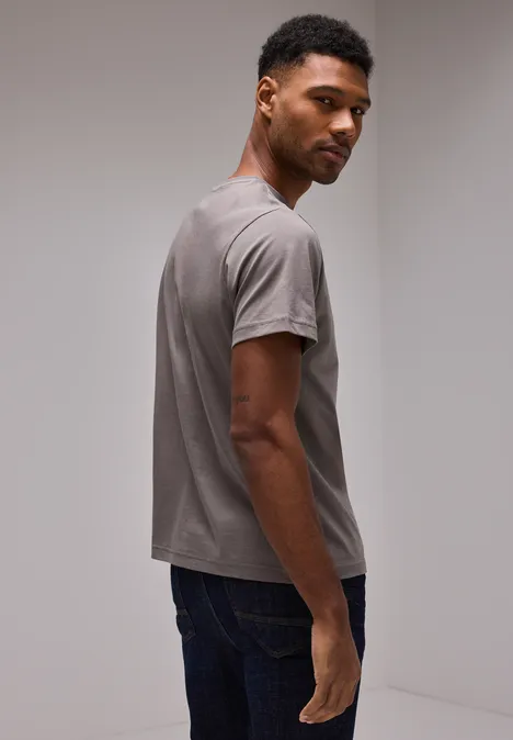 Basic T-Shirt in Unifarbe mushroom brown