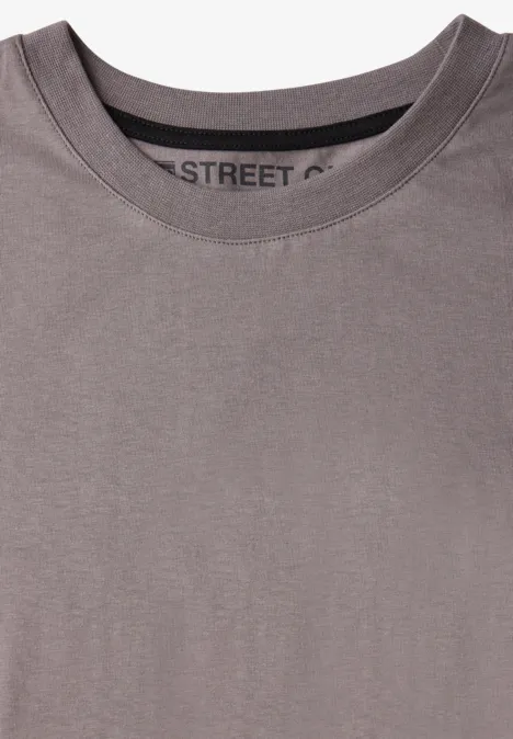 Basic T-Shirt in Unifarbe mushroom brown