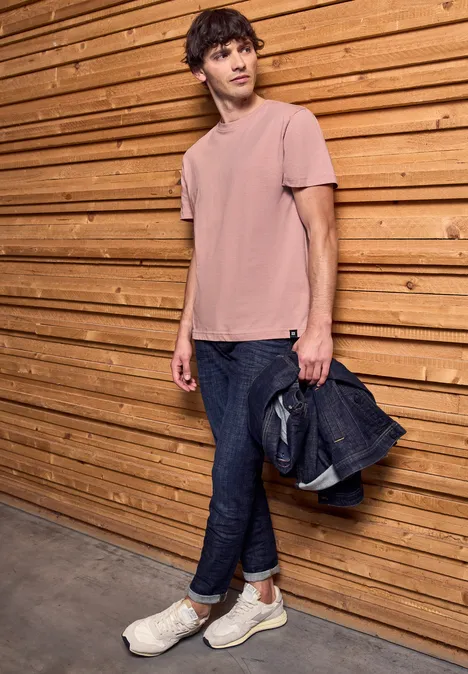 T-shirt basique en couleur unie pastel peach