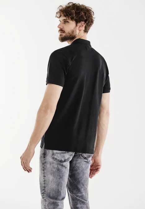 Polo en tissu piqué faded black