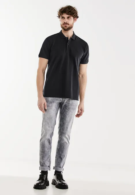 Polo en tissu piqué faded black