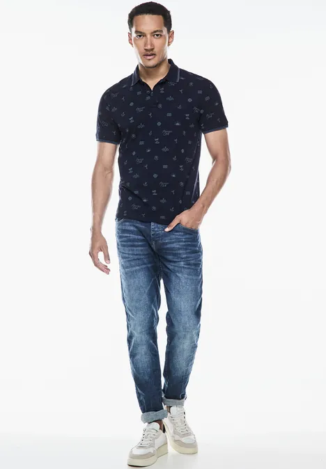 Poloshirt van slubjersey dark maritime blue