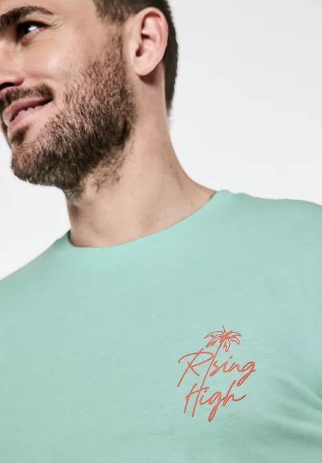 T-Shirt mit Brustprint light turquoise
