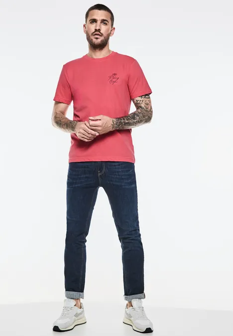 T-shirt avec imprimé sur la poitrine Crab Red