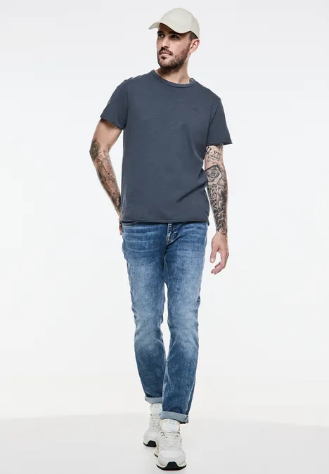 T-shirt en fil flammé marine blue