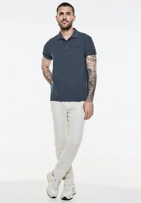 Polo délavé marine blue