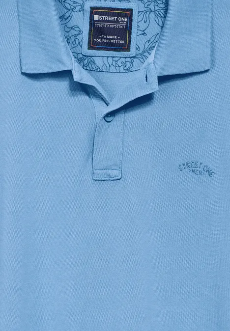Polo délavé swimming pool blue