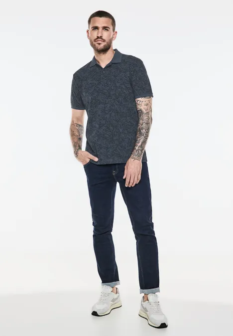 Bedrukt poloshirt marine blue