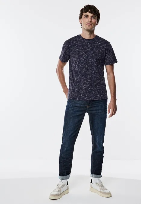 T-shirt à l'aspect mélangé night blue