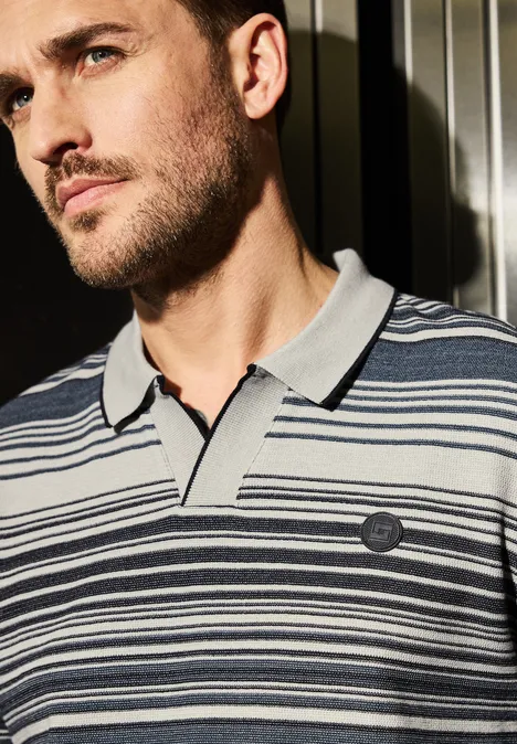 Strickstruktur Poloshirt dark ink blue