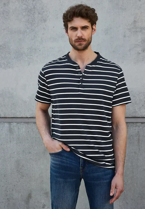 T-shirt rayé Henleys dark ink blue