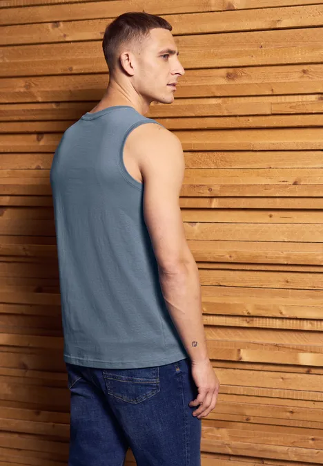 Basic tank top z nadrukiem dusty blue