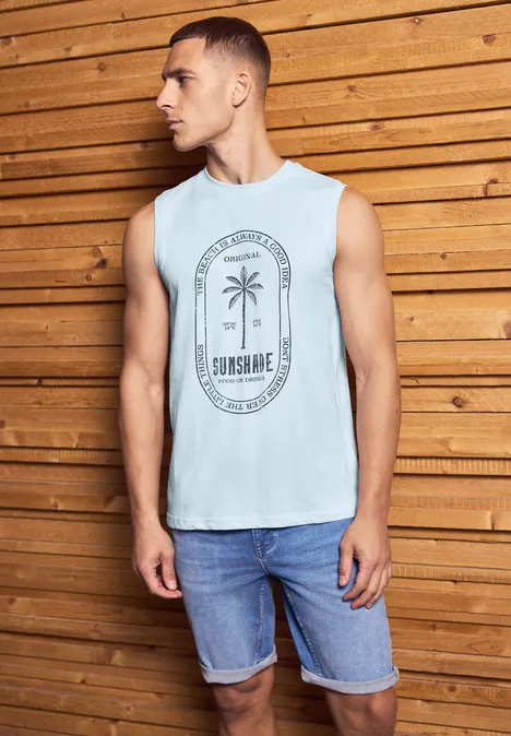 Basic tank top z nadrukiem lagoon blue