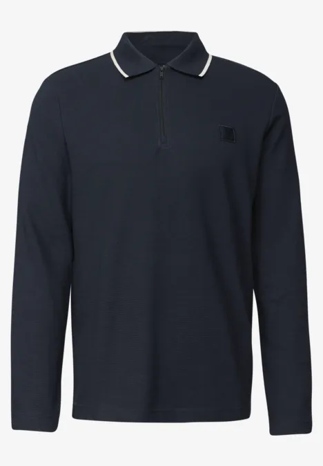 Ottoman Poloshirt mit Zipper night blue