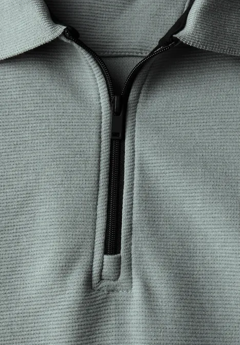 Ottomaans poloshirt met rits silver green