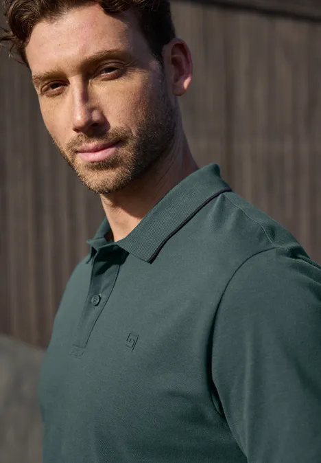 Basic Piqué Poloshirt mit Kontrastdetail sea green Basic Piqué Poloshirt mit Kontrastdetail sea green