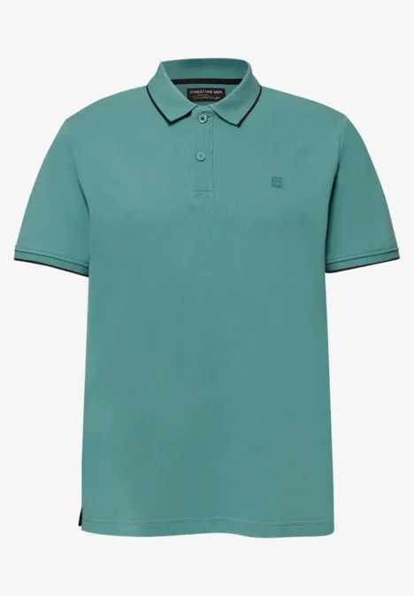 Basic Piqué Poloshirt mit Kontrastdetail caribbean green Basic Piqué Poloshirt mit Kontrastdetail caribbean green