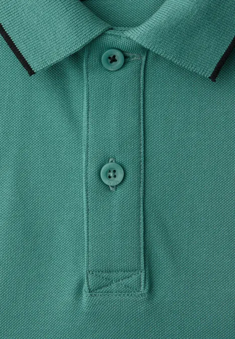 Basic Piqué Poloshirt mit Kontrastdetail caribbean green Basic Piqué Poloshirt mit Kontrastdetail caribbean green