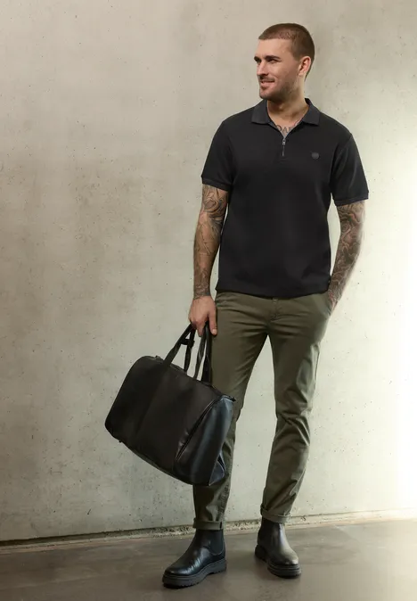 Poloshirt mit Struktur Black