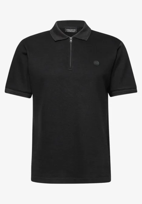 Poloshirt mit Struktur Black