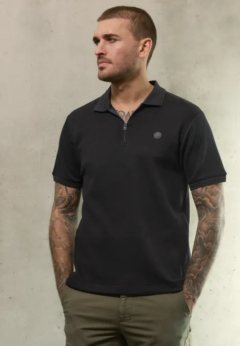 Poloshirt mit Struktur Black