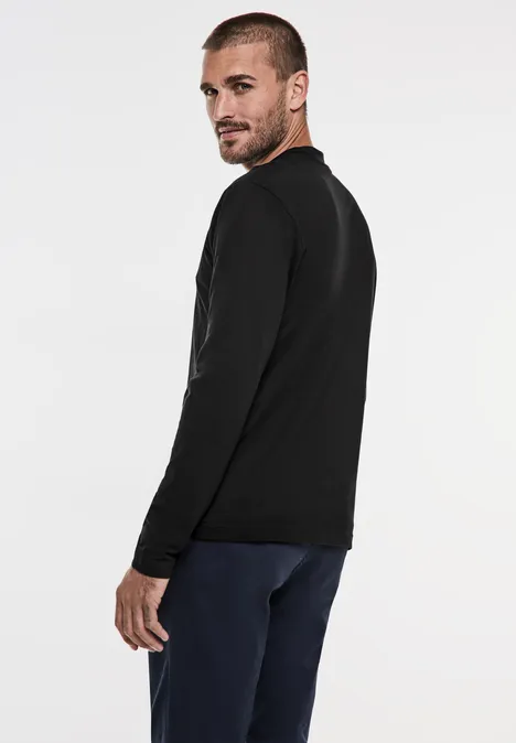Henley-shirt met print op de borst Black