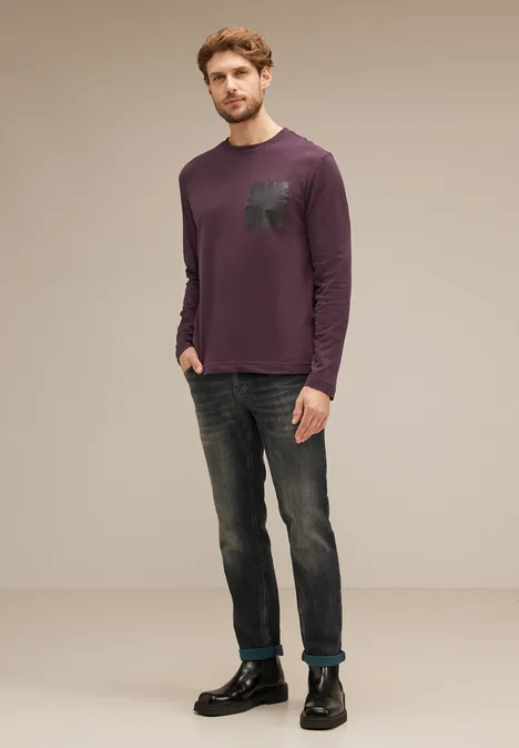 Shirt met lange mouwen en print ink red