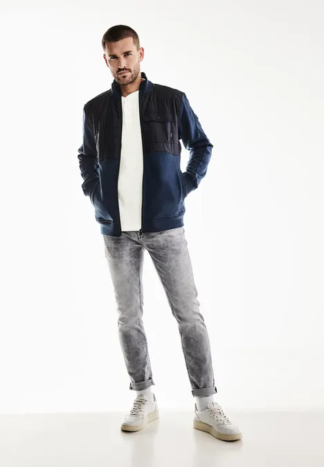 Henley shirt met structuur broken white