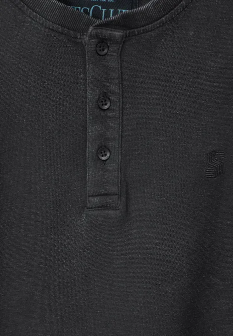 Washed Henleyshirt faded black