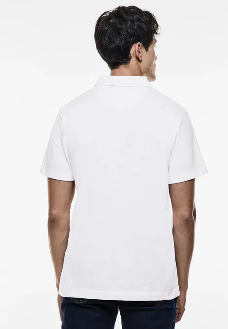 Polo en jersey flammé White