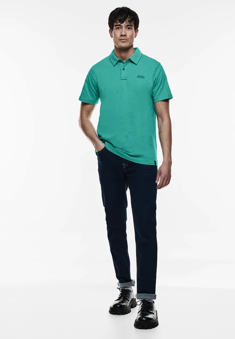 Polo en jersey flammé light urban green