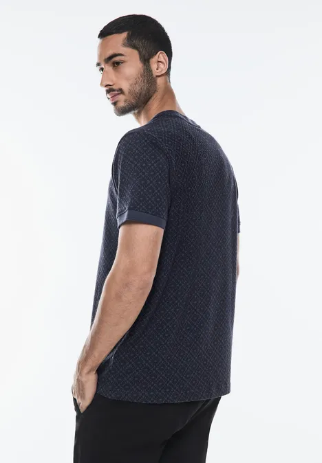 Jacquard henley-shirt deep blue