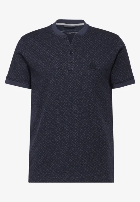 Jacquard henley-shirt deep blue