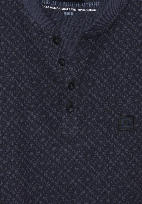 Jacquard henley-shirt deep blue