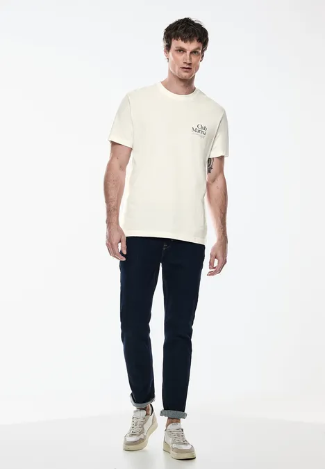 T-shirt avec imprimé sur la poitrine pearl white