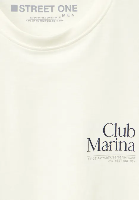 T-shirt avec imprimé sur la poitrine pearl white