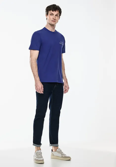 T-shirt avec imprimé sur la poitrine maritime blue
