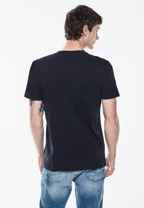 T-shirt avec imprimé sur la poitrine dark maritime blue