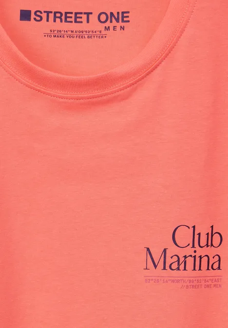 T-shirt avec imprimé sur la poitrine sea coral red
