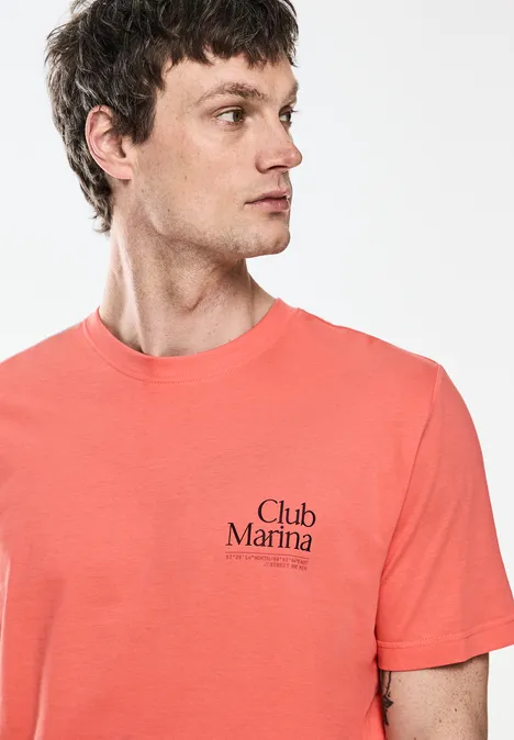T-shirt avec imprimé sur la poitrine sea coral red