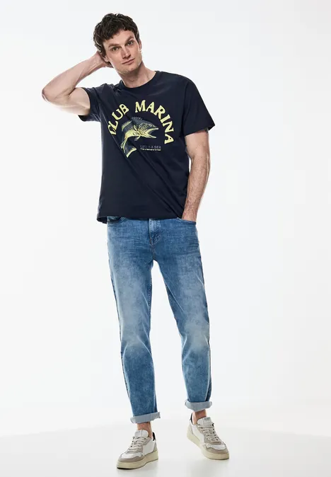 Print T-Shirt dark maritime blue