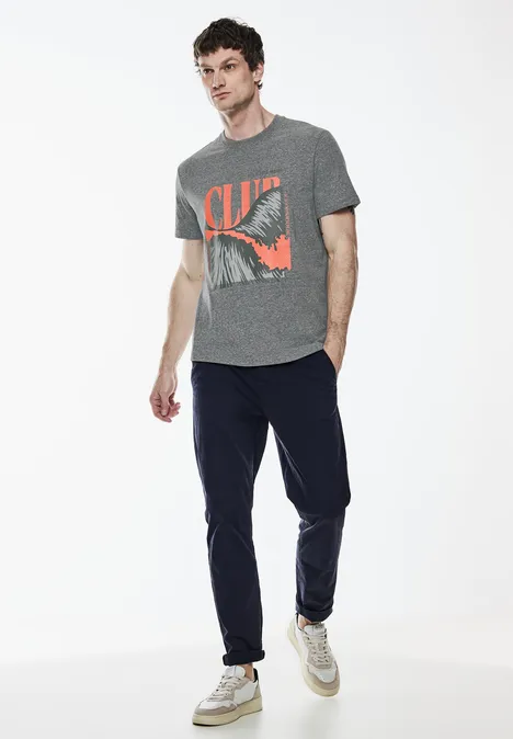 T-shirt chiné avec imprimé harbour grey melange