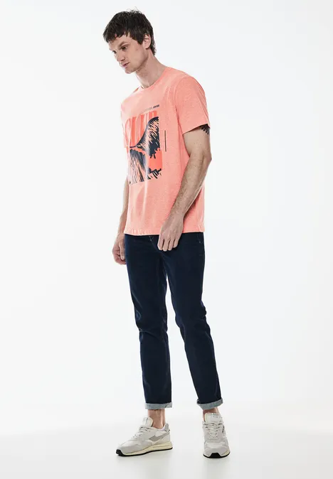T-shirt chiné avec imprimé sea coral red