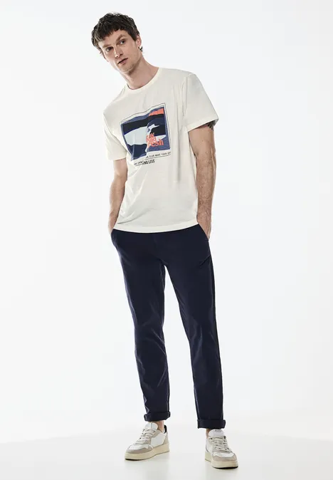 T-shirt slub avec imprimé pearl white