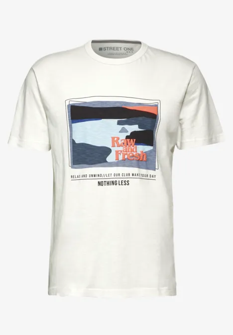 T-shirt slub avec imprimé pearl white