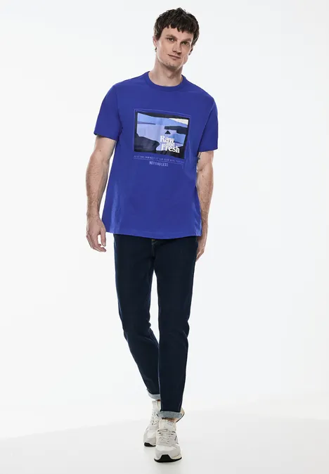 T-shirt slub avec imprimé maritime blue