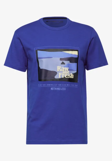T-shirt slub avec imprimé maritime blue