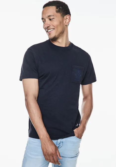T-shirt flammé garment dye dark maritime blue