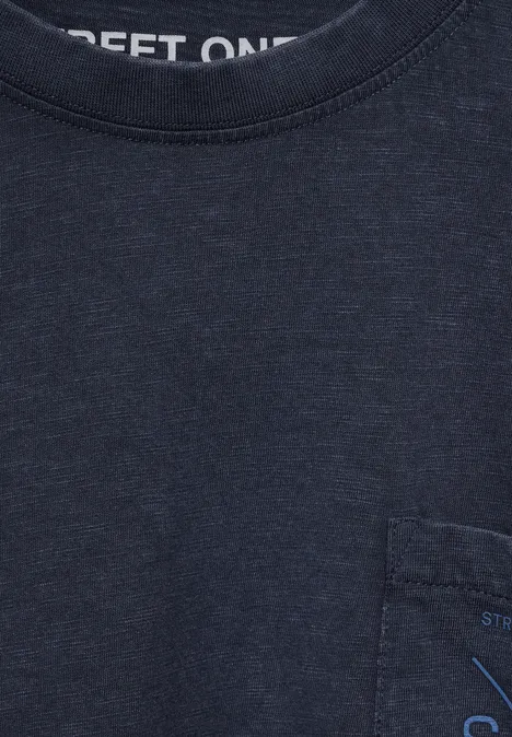 T-shirt flammé garment dye dark maritime blue